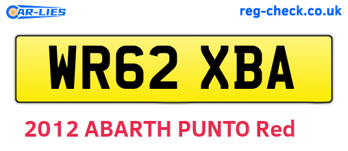 WR62XBA are the vehicle registration plates.