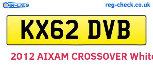 KX62DVB are the vehicle registration plates.