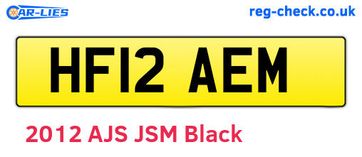 HF12AEM are the vehicle registration plates.