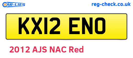 KX12ENO are the vehicle registration plates.