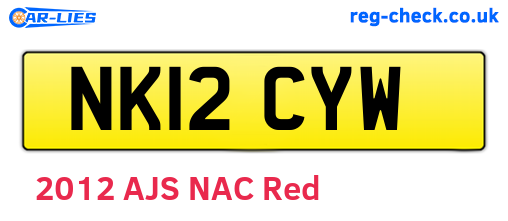 NK12CYW are the vehicle registration plates.