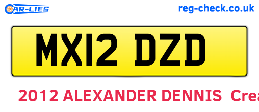 MX12DZD are the vehicle registration plates.