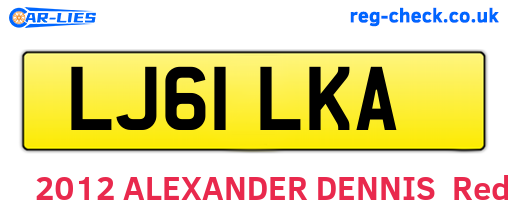 LJ61LKA are the vehicle registration plates.