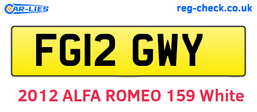 FG12GWY are the vehicle registration plates.