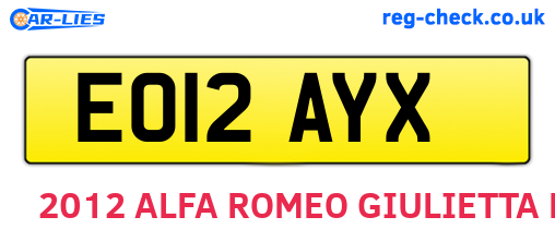 EO12AYX are the vehicle registration plates.