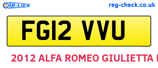 FG12VVU are the vehicle registration plates.