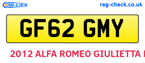GF62GMY are the vehicle registration plates.