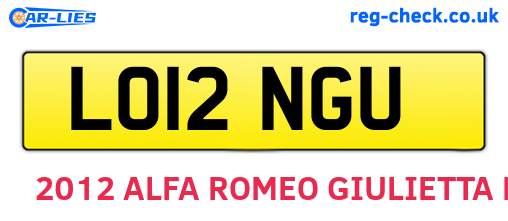 LO12NGU are the vehicle registration plates.