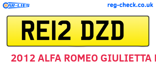 RE12DZD are the vehicle registration plates.