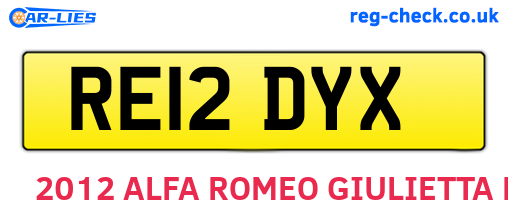 RE12DYX are the vehicle registration plates.