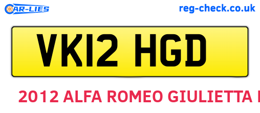 VK12HGD are the vehicle registration plates.