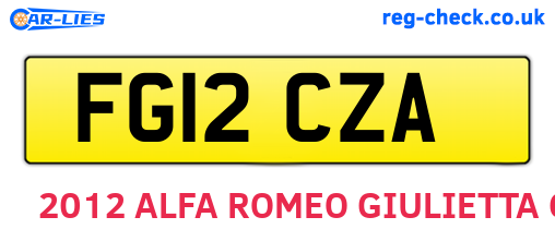 FG12CZA are the vehicle registration plates.