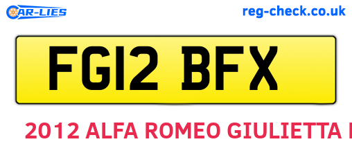 FG12BFX are the vehicle registration plates.
