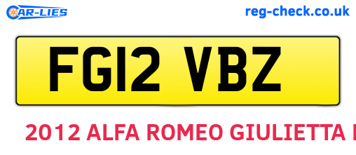 FG12VBZ are the vehicle registration plates.