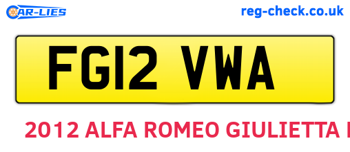 FG12VWA are the vehicle registration plates.