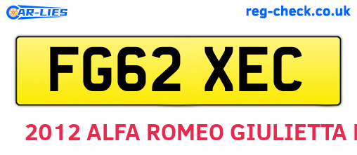 FG62XEC are the vehicle registration plates.