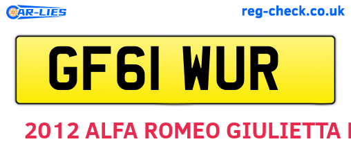 GF61WUR are the vehicle registration plates.
