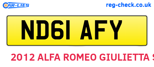 ND61AFY are the vehicle registration plates.