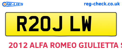 R20JLW are the vehicle registration plates.