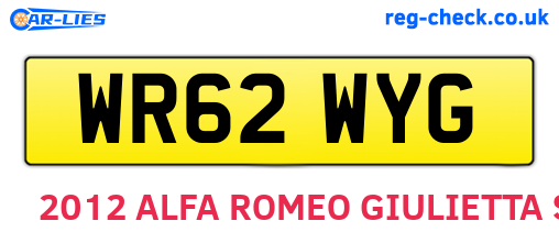 WR62WYG are the vehicle registration plates.