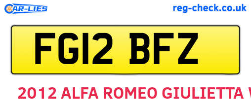 FG12BFZ are the vehicle registration plates.