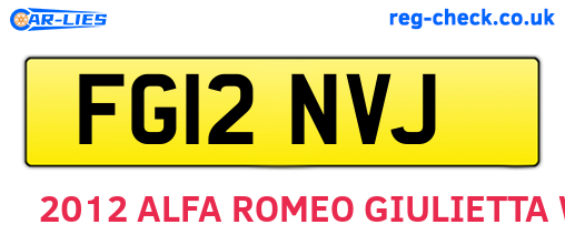 FG12NVJ are the vehicle registration plates.