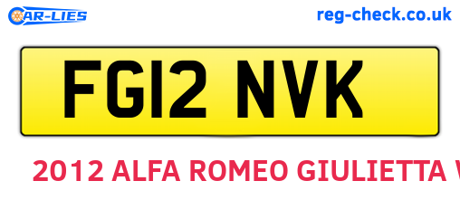 FG12NVK are the vehicle registration plates.