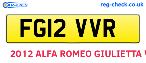 FG12VVR are the vehicle registration plates.