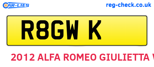 R8GWK are the vehicle registration plates.