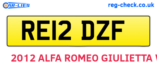 RE12DZF are the vehicle registration plates.