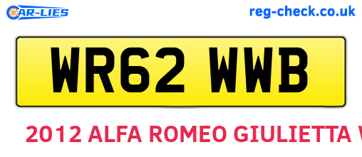 WR62WWB are the vehicle registration plates.