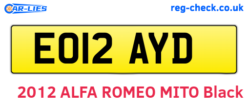 EO12AYD are the vehicle registration plates.