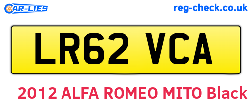 LR62VCA are the vehicle registration plates.