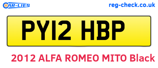 PY12HBP are the vehicle registration plates.