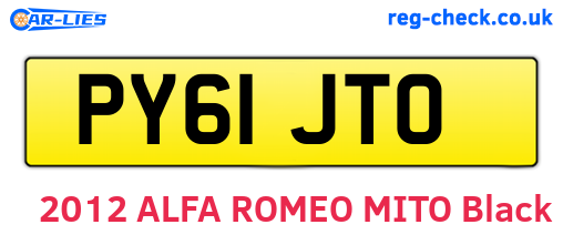 PY61JTO are the vehicle registration plates.