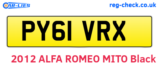 PY61VRX are the vehicle registration plates.