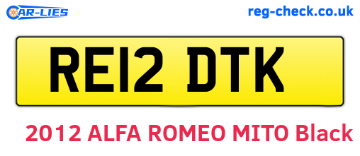 RE12DTK are the vehicle registration plates.