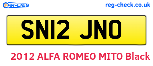 SN12JNO are the vehicle registration plates.