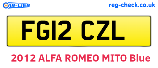 FG12CZL are the vehicle registration plates.