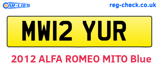 MW12YUR are the vehicle registration plates.