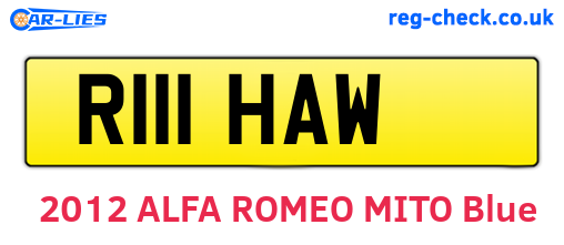 R111HAW are the vehicle registration plates.
