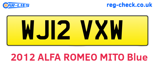 WJ12VXW are the vehicle registration plates.