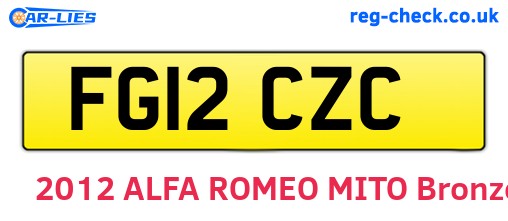 FG12CZC are the vehicle registration plates.