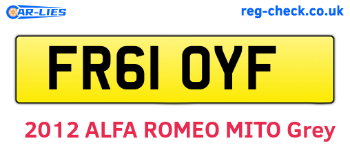 FR61OYF are the vehicle registration plates.