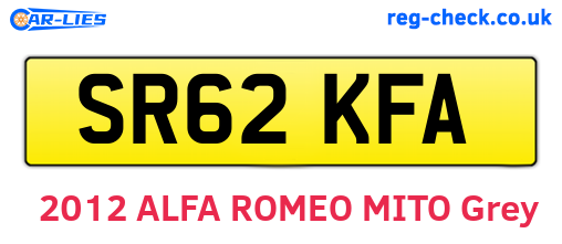 SR62KFA are the vehicle registration plates.