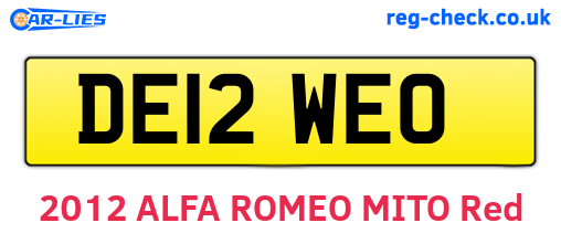 DE12WEO are the vehicle registration plates.