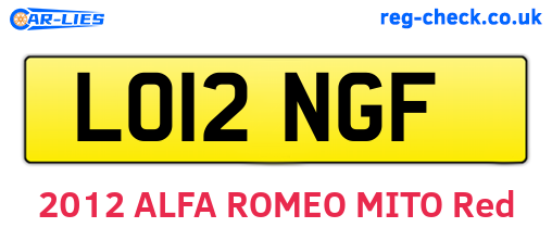 LO12NGF are the vehicle registration plates.