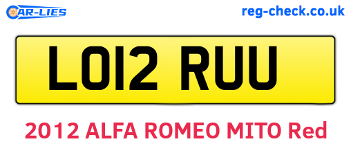 LO12RUU are the vehicle registration plates.