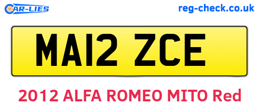 MA12ZCE are the vehicle registration plates.
