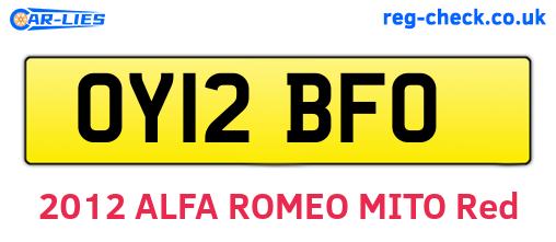 OY12BFO are the vehicle registration plates.